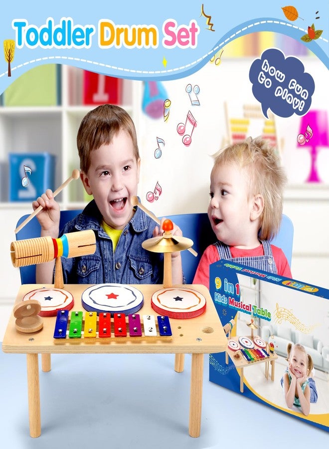 WINGYZ Baby Drum Set - 9-in-1 Wooden Musical Instruments for Toddlers 1-3, Montessori Music Toys with Xylophone, Drum, Cymbal & Tone Block, Early Learning Gift for Boys and Girls - Image 4